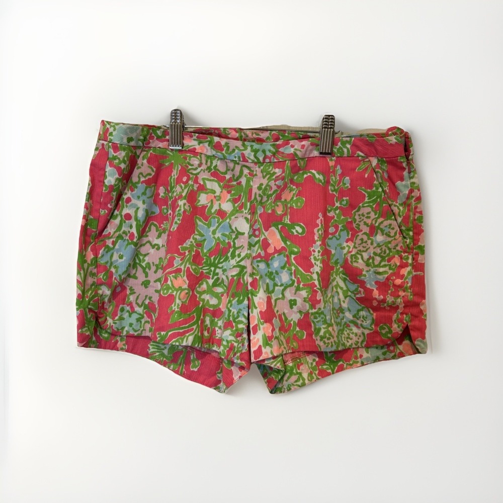 Lilly Pulitzer Adie Shorts Sz 4 Pink Floral Southern Charm 4" Preppy Coastal